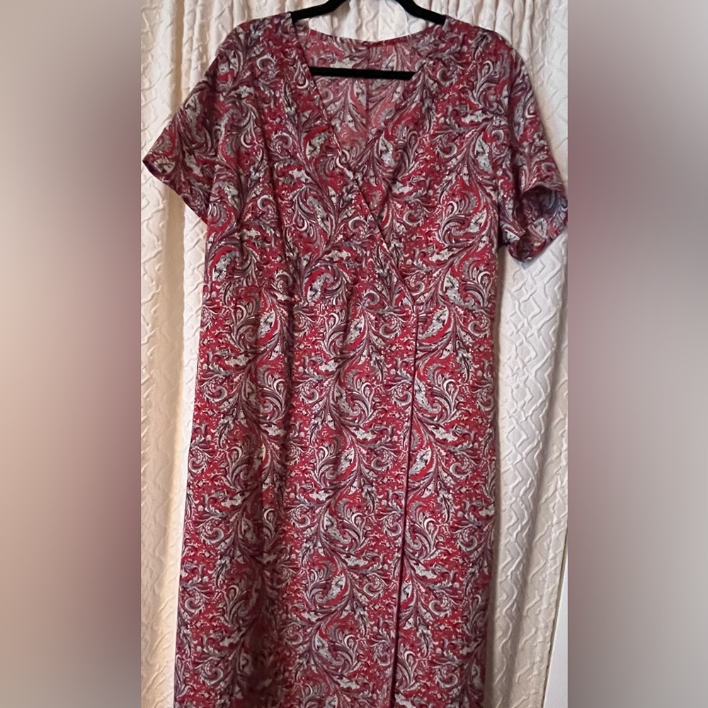 Red Faux Wrap Dress
